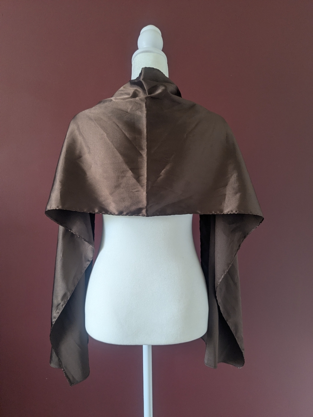 Vintage Juno Strapless Satin Gown Warm Brown Formal Dress with Shawl - Picture 7 of 12
